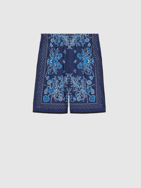 Printed cotton poplin shorts