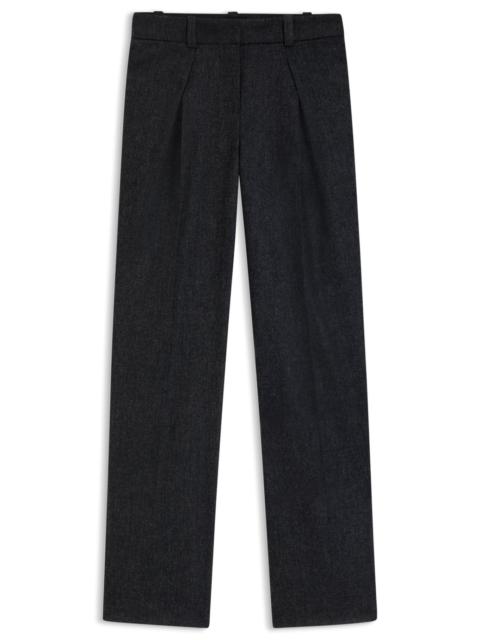 STRAIGHT-LEG TROUSERS IN MELANGE STRETCH FLANNEL