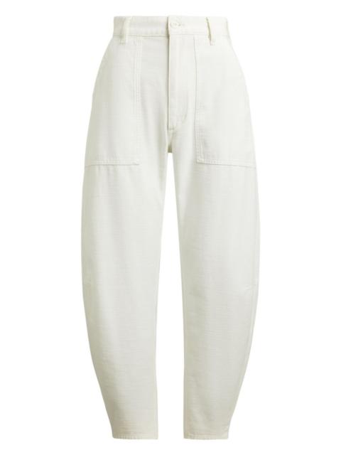reverse sateen tapered trousers