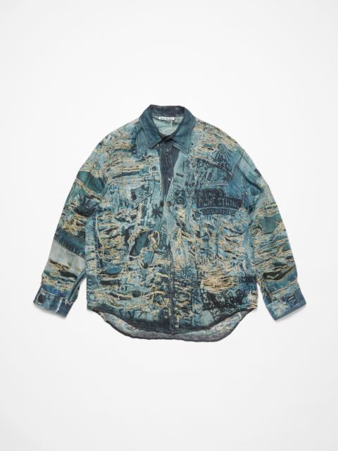 Printed button-up shirt - Denim Blue
