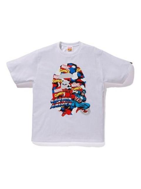 A Bathing Ape x Marvel Ape Head T-Shirt 'White Captain America' 1F23110921