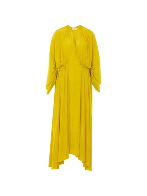 self-tie pleated maxi dress