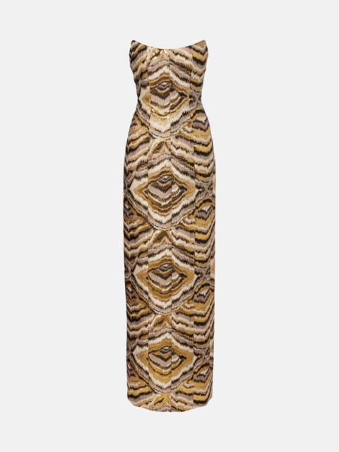 Odessa paneled jacquard gown