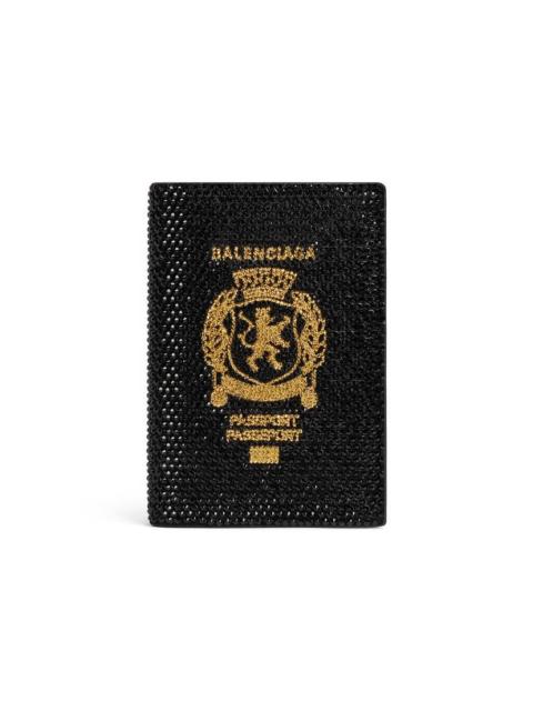 Men's Passport Holder With Rhinestones in Black