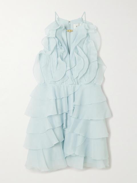 Cleo Embellished Ruffled Organza Mini Dress