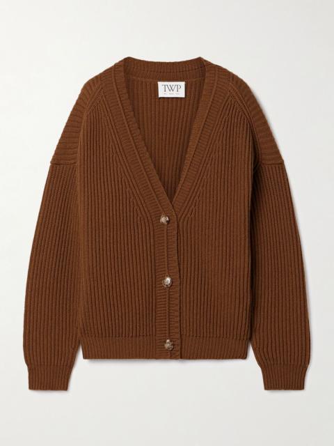 Ribbed cashmere cardigan Brown