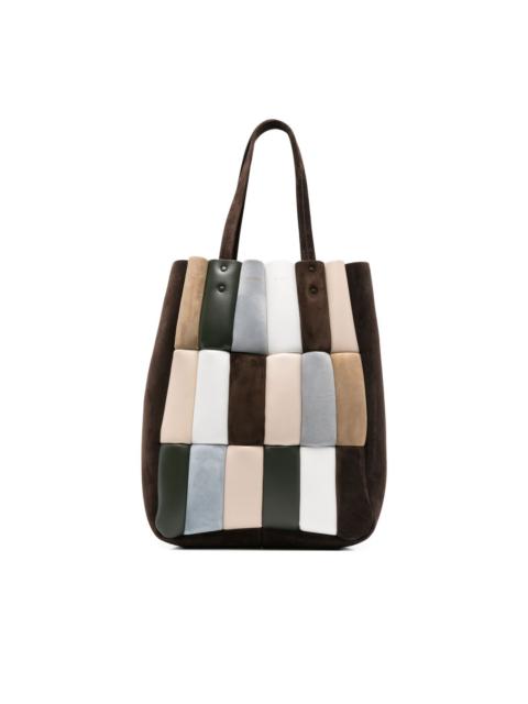 Zoe patchwork suede tote bag