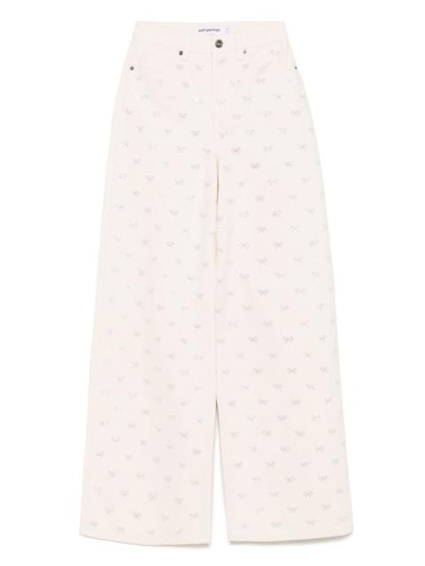 bow-embellished jeans