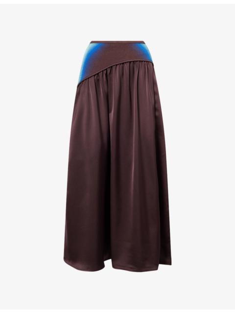 Ayu Asymmetric-Waistband Woven Maxi Skirt