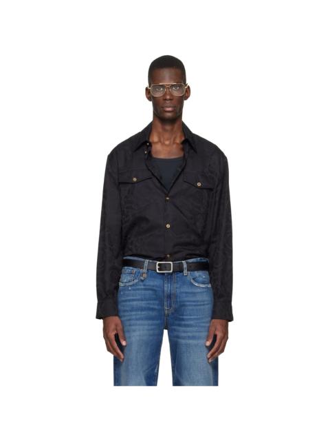 Black Jacquard Cotton-Poplin Shirt