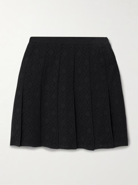Pleated Jacquard-knit Mini Skirt