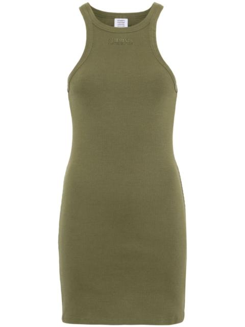 logo-embroidered ribbed mini dress