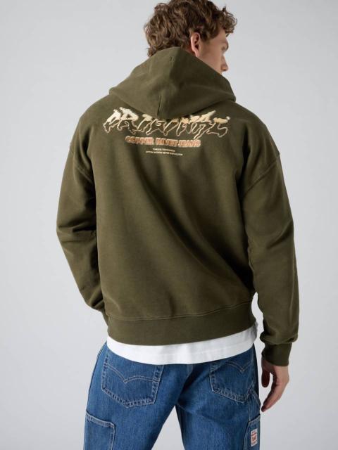 TWO HORSE BOXY GRUNGE WASH HOODIE SWEATSHIRT