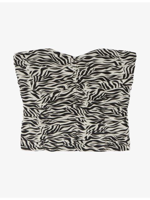 Strapless Graphic-Print Woven Bustier Top