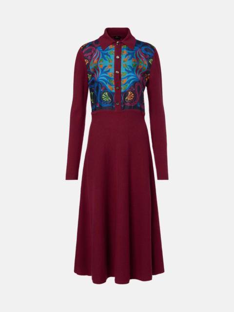 Silk, wool, and cashmere shirt dress