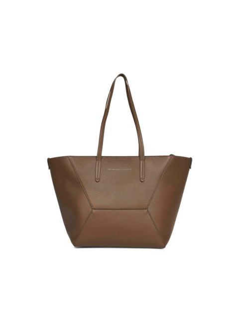 logo-print leather shoulder bag