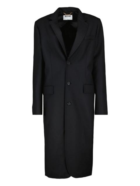 button-fastening satin-back coat