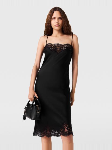 Guipere Lace Trim Double Satin Cocktail Dress