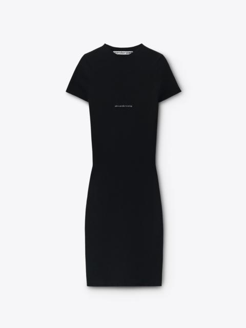 Jacquard Logo Short Sleeve Crewneck Mini Dress
