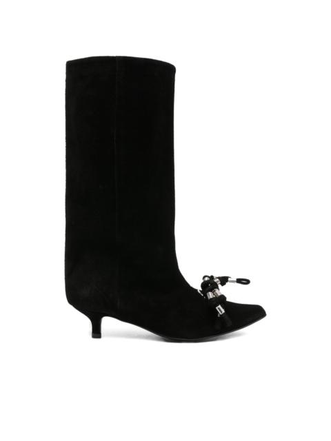 45mm knotted-tassel suede boots