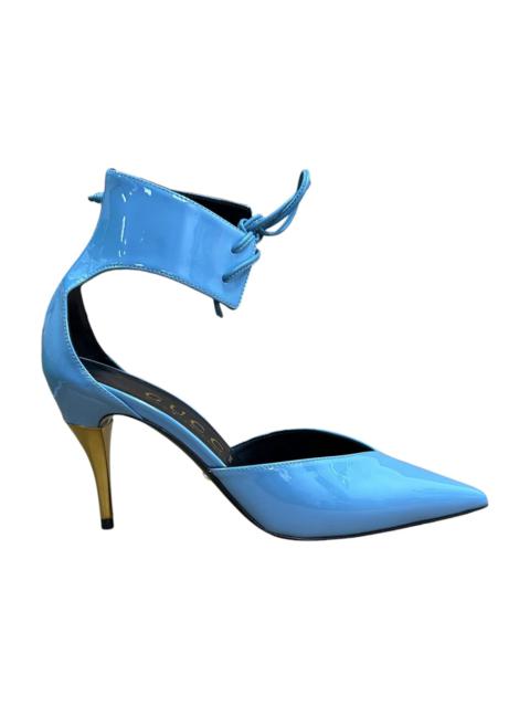 Gucci High Heel Pump Patent Leather with Ankle Cuff Blue (Women's)