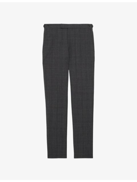Check Tailored-Fit Stretch-Wool Blend Trousers