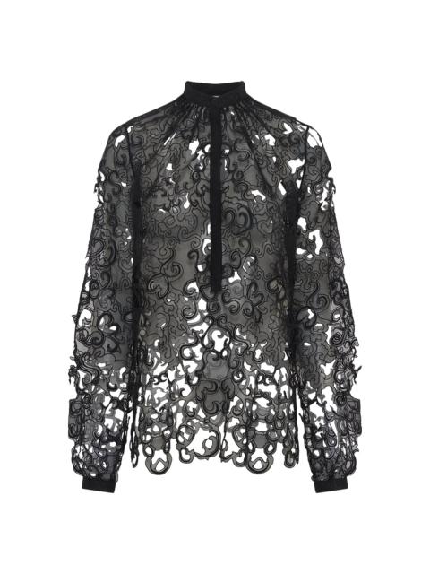 Dietrich Blouse in Black Silk Organza Lace