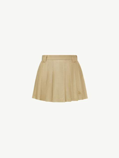 Pleated Cotton Blend Mini Skirt