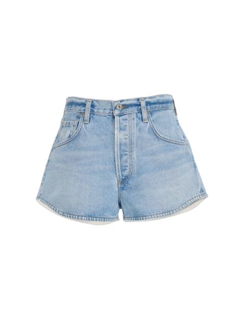 Abita Curved-Hem Denim Shorts light wash
