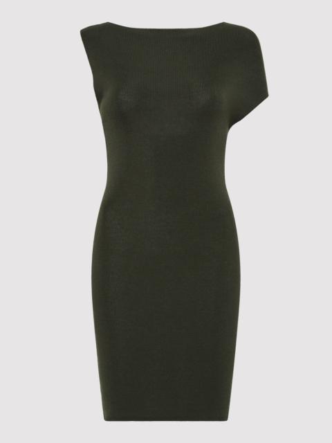 Asymmetric Knit Mini Dress - Basil