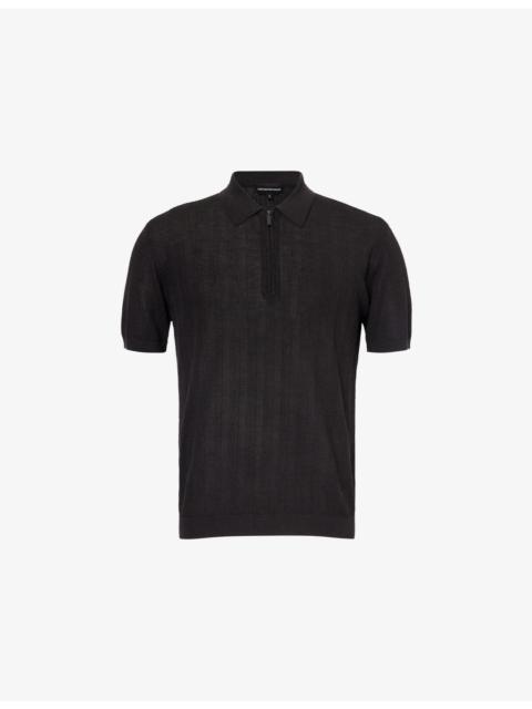 Half-Zip Short-Sleeves Cotton-Knit Polo Shirt