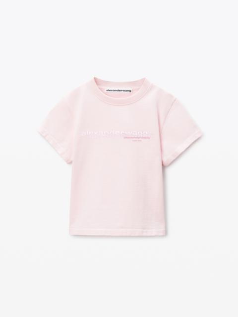 Pink Cotton Shrunken Logo Tee