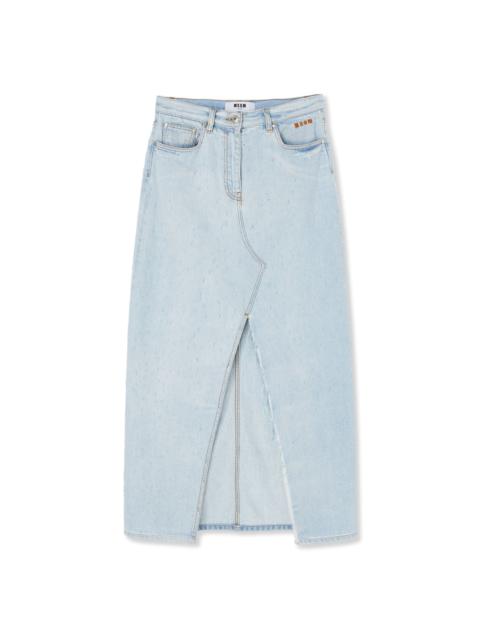 Light denim midi skirt