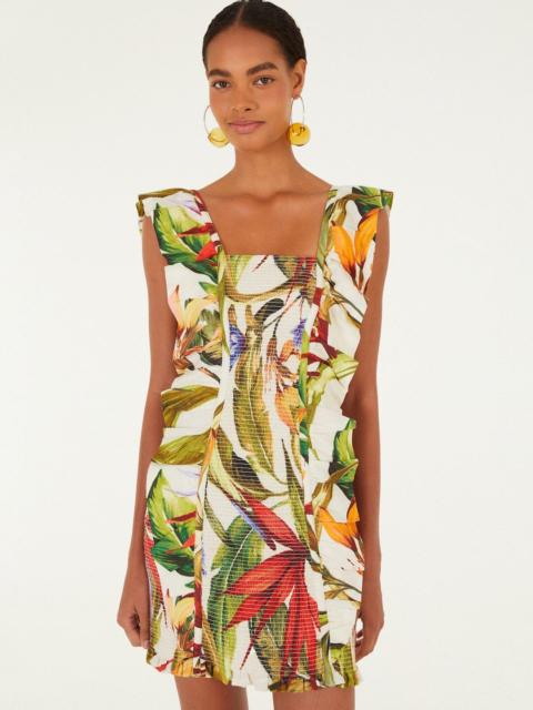 Sand Florart Lenzing Ecovero Euroflax Short Sleeve Mini Dress