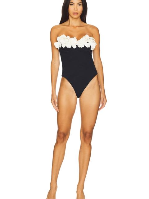 Breeze Jacquard Flower Applique One Piece