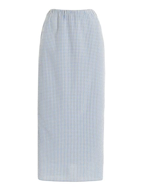 Mira Gingham Cottom Maxi Skirt blue
