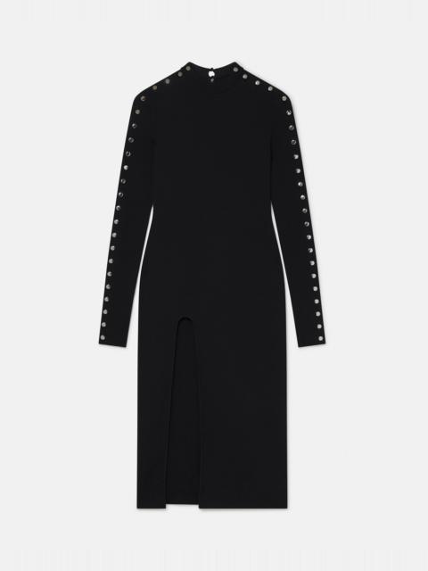 Long-Sleeve Leg Slit Midi Dress