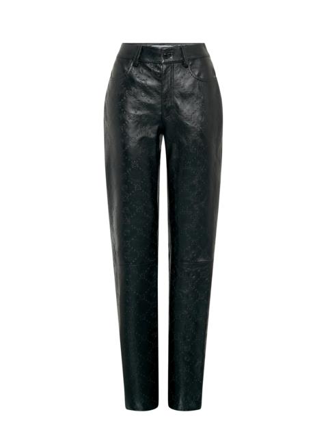 Moonogram Embossed Leather Straight Leg Pants