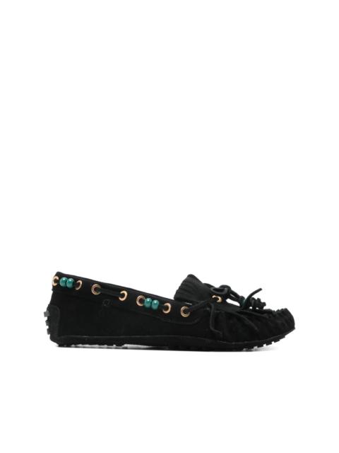beaded fringed loafers