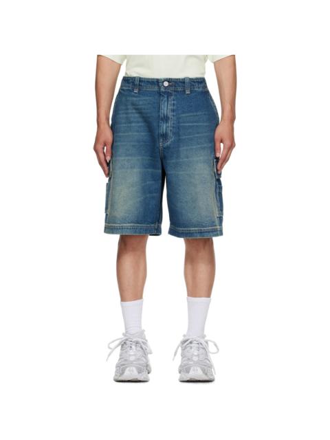 Blue Hip-Hop Denim Cargo Shorts