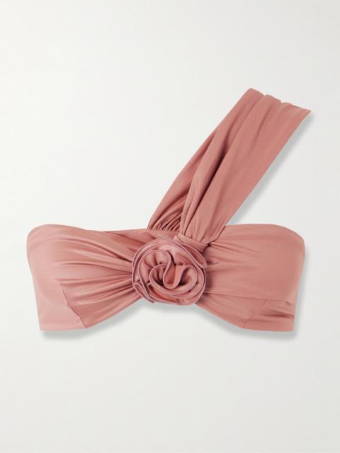 One-shoulder Appliquéd Bikini Top