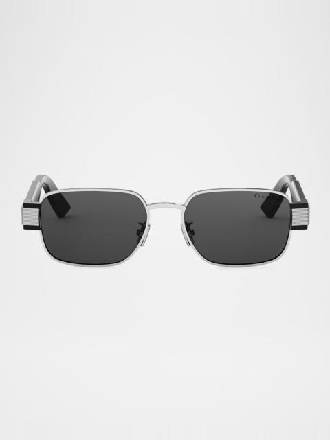 Men's Christian Dior Label Rectangle Metal Sunglasses