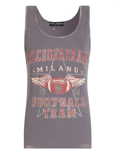 print-detail crew neck tank top