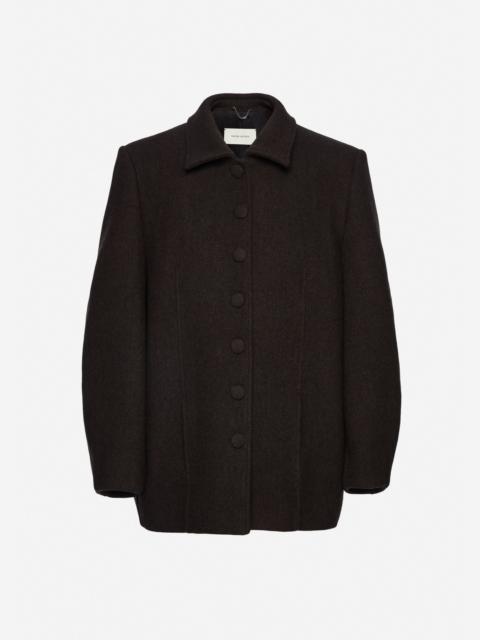 Cashmere jacket with collar in brown