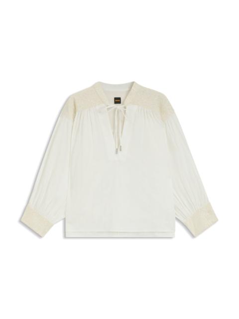 REGULAR-FIT BLOUSE IN DOBBY COTTON VOILE