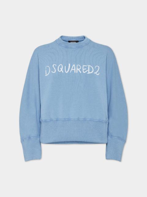 WHITE FADE DEAN FIT HANDWRITTEN LOGO SWEATSHIRT