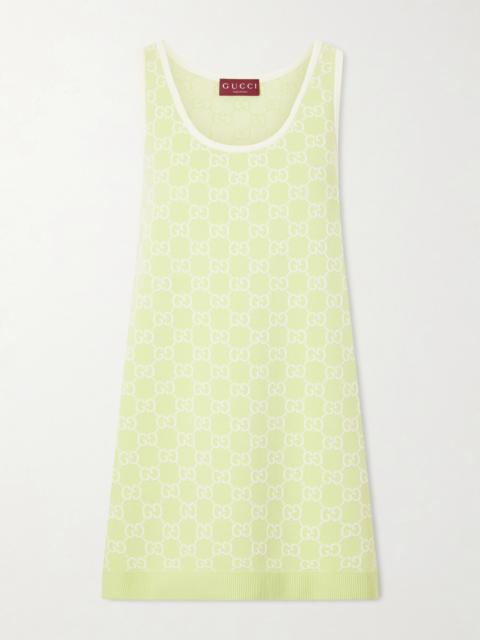 Jacquard-knit Cotton Mini Dress