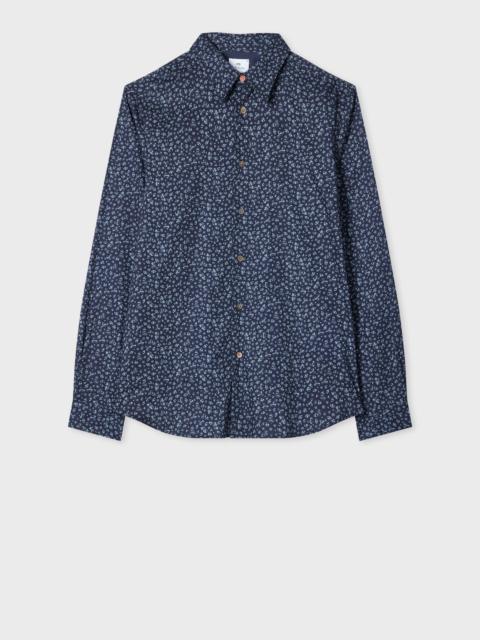 Tailored-Fit Navy 'Shamrock' Print Shirt
