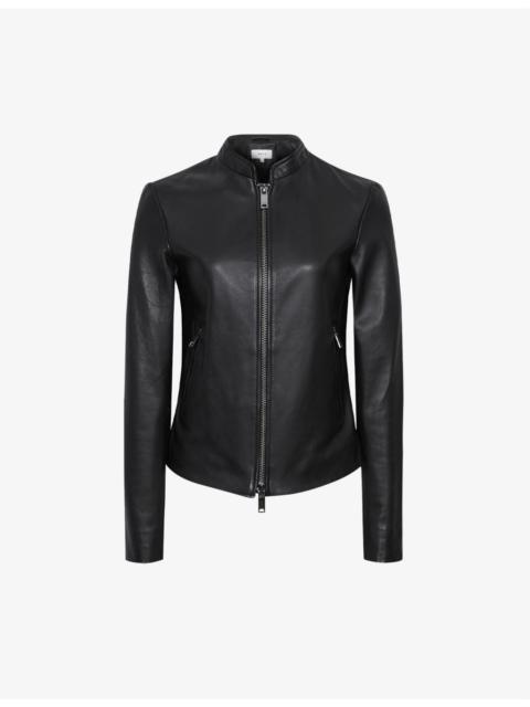 Allie slim-fit leather biker jacket