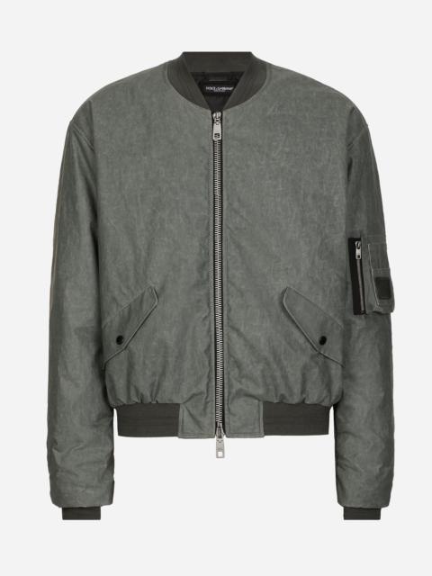 Oversize linen bomber jacket